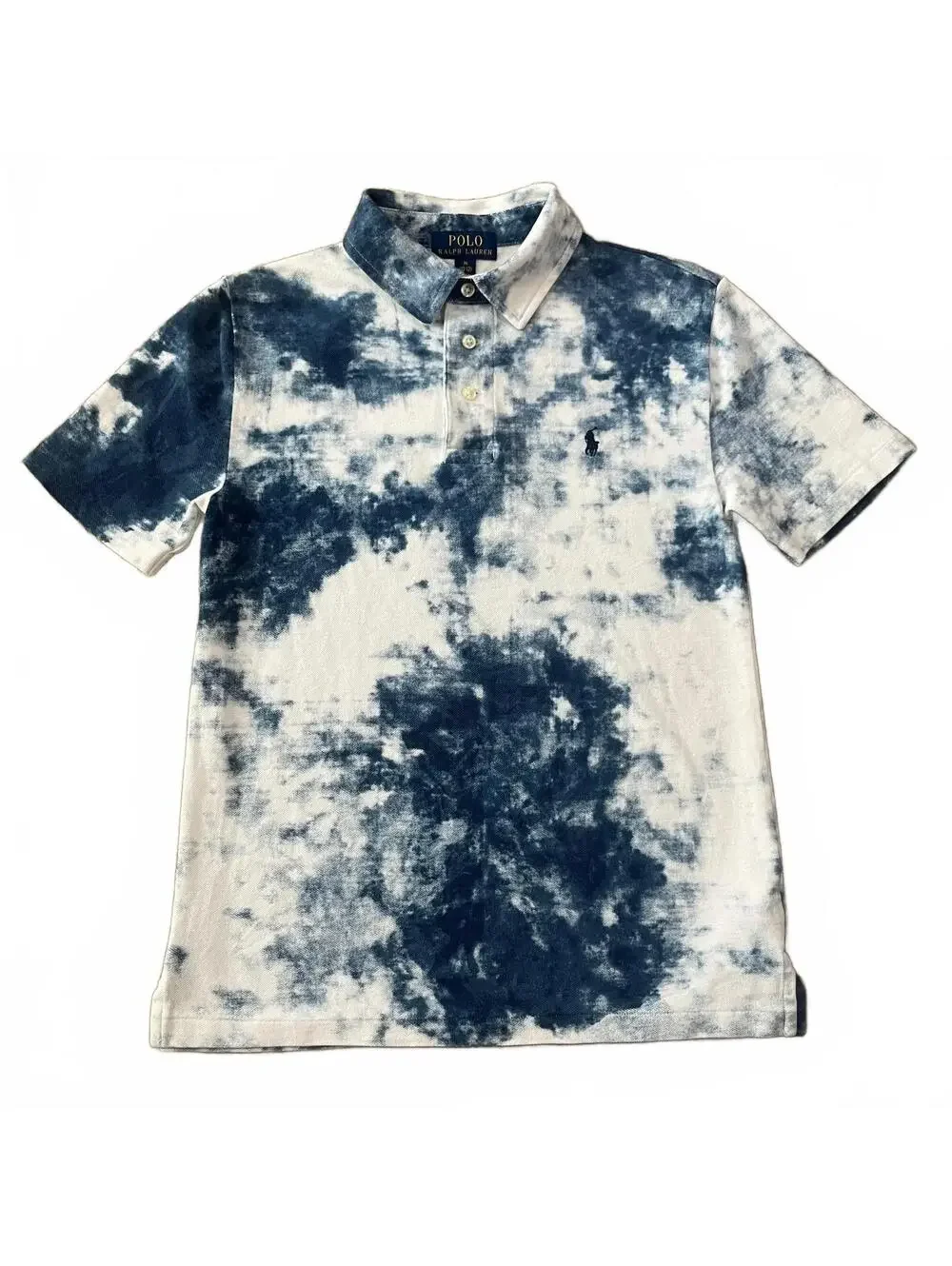 Ralph Lauren Boys Blue Tie Dye Mesh Polo Shirt Size Medium 10-12